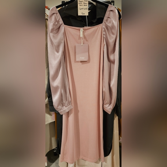 Square Neck Puff Sleeve Midi Dress (Peach Pink) - Nap Loungewear - Picture 10 of 12
